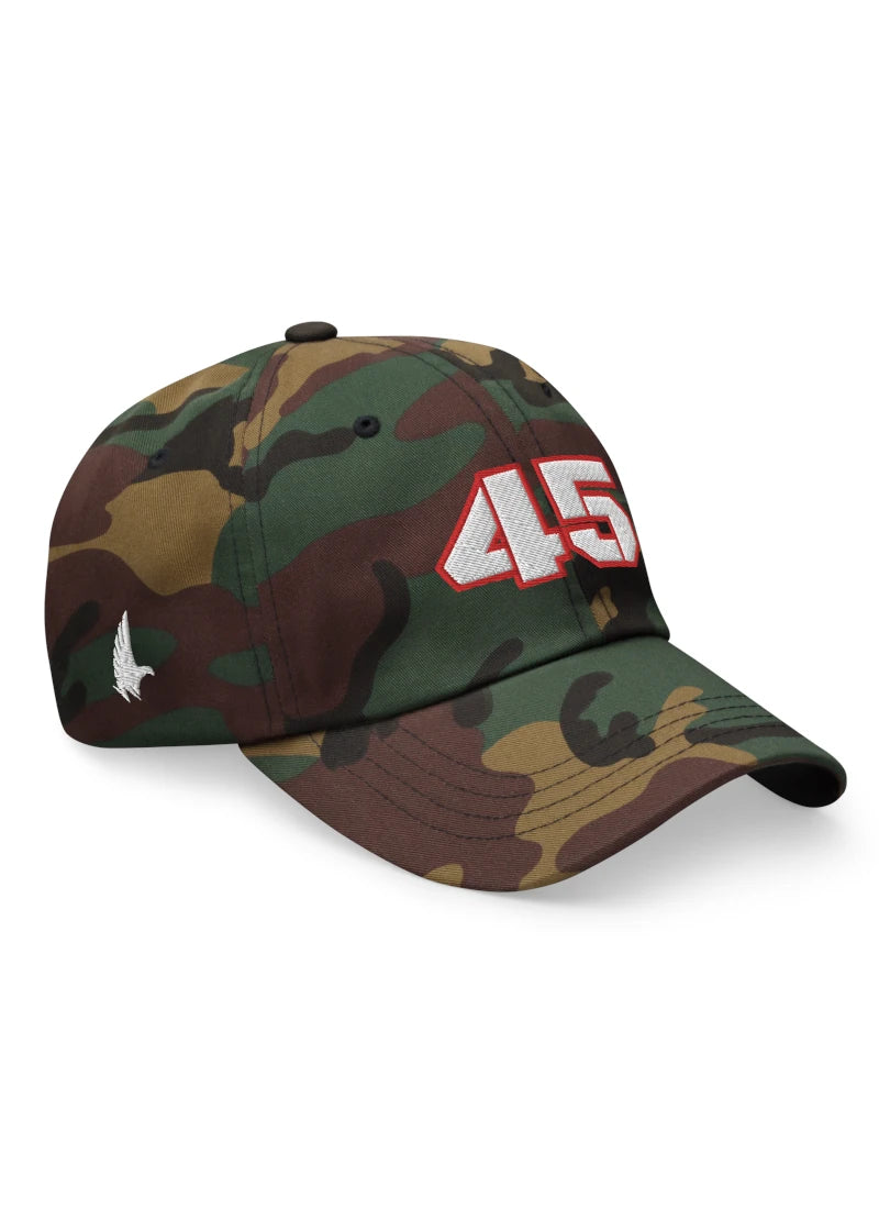 Loyalty Vibes 45 Dad Hat Camo Green Red White OS