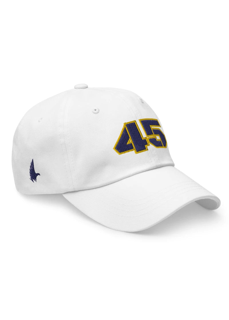 Loyalty Vibes 45 Dad Hat White Yellow Navy Blue OS