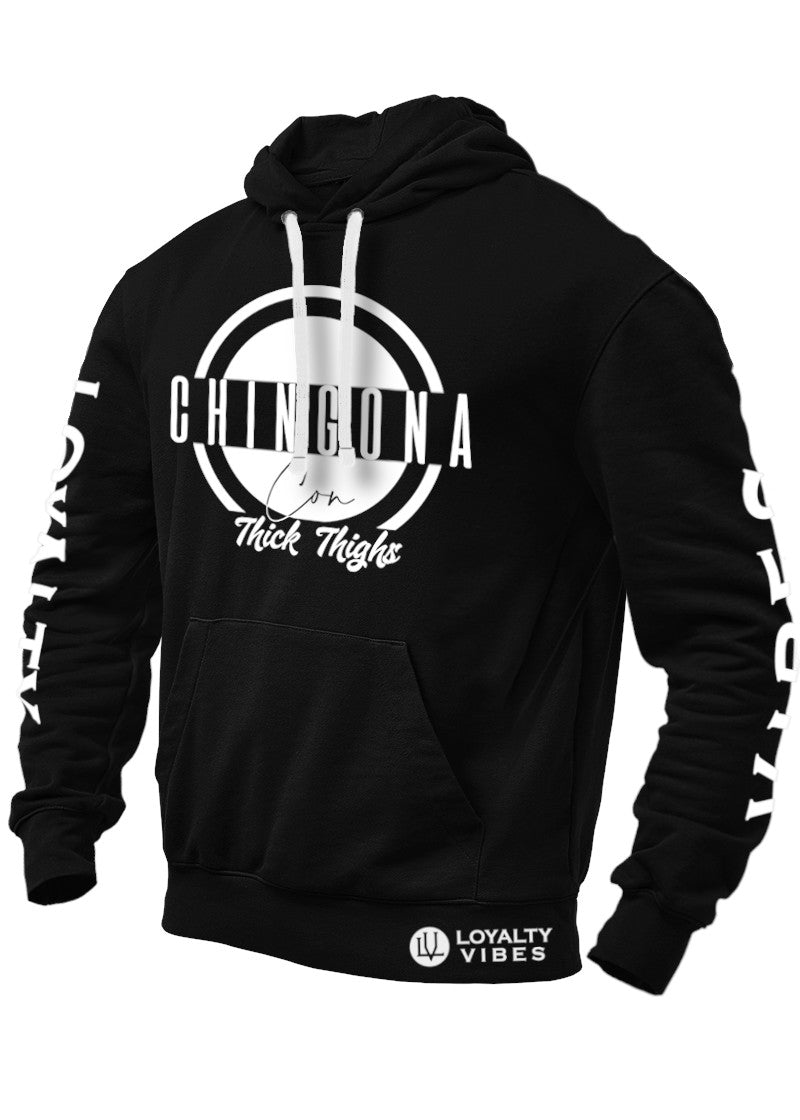 Loyalty Vibes Loyalty Vibes Chingona Con Thick Thighs Graphic Hoodie Black