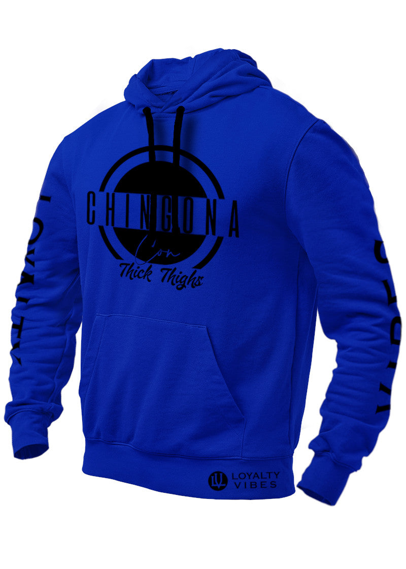 Loyalty Vibes Loyalty Vibes Chingona Con Thick Thighs Graphic Hoodie Blue Black
