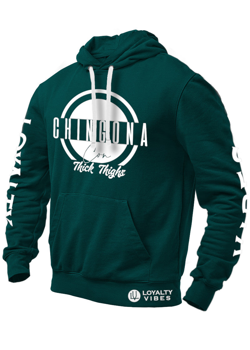 Loyalty Vibes Loyalty Vibes Chingona Con Thick Thighs Graphic Hoodie Caribbean Green