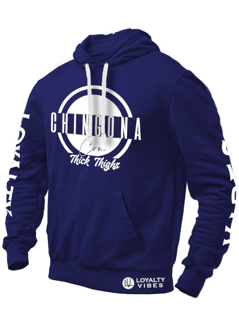 Loyalty Vibes Loyalty Vibes Chingona Con Thick Thighs Graphic Hoodie Navy Blue