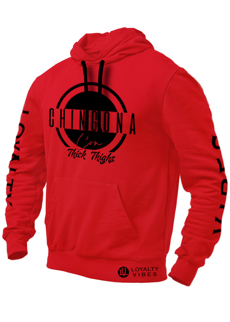 Loyalty Vibes Loyalty Vibes Chingona Con Thick Thighs Graphic Hoodie Red Black