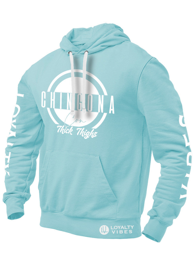 Loyalty Vibes Loyalty Vibes Chingona Con Thick Thighs Graphic Hoodie Sky Blue