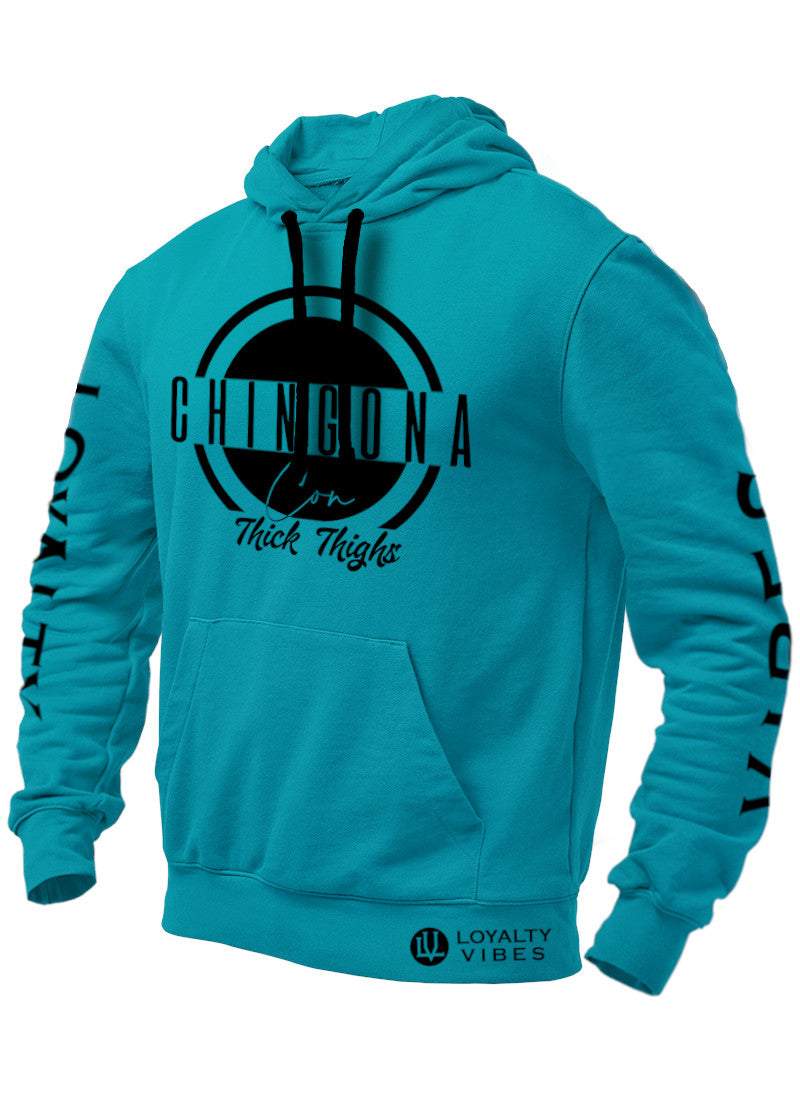 Loyalty Vibes Loyalty Vibes Chingona Con Thick Thighs Graphic Hoodie Urban Blue Black