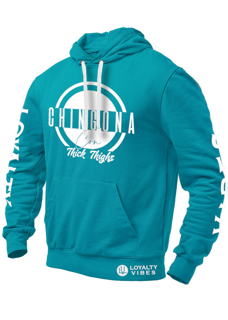 Loyalty Vibes Loyalty Vibes Chingona Con Thick Thighs Graphic Hoodie Urban Blue