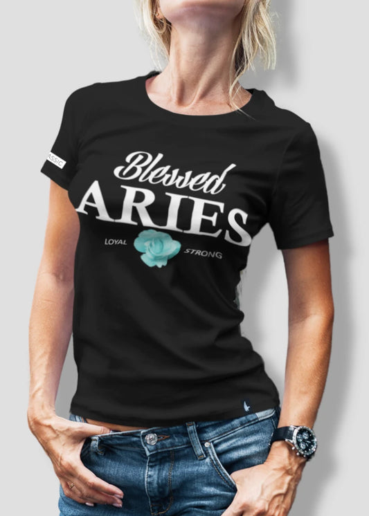 Loyalty Vibes Blessed Aries Tee Black Loyalty Vibes