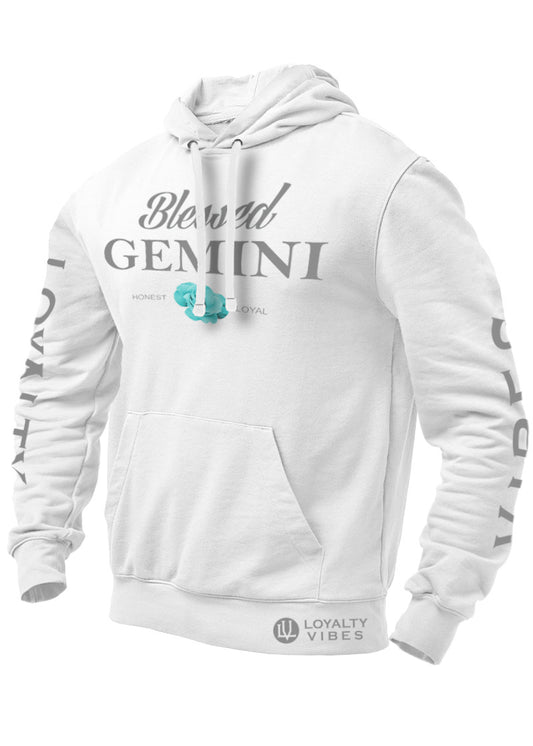Loyalty Vibes Blessed Gemini Graphic Hoodie White Grey Loyalty Vibes