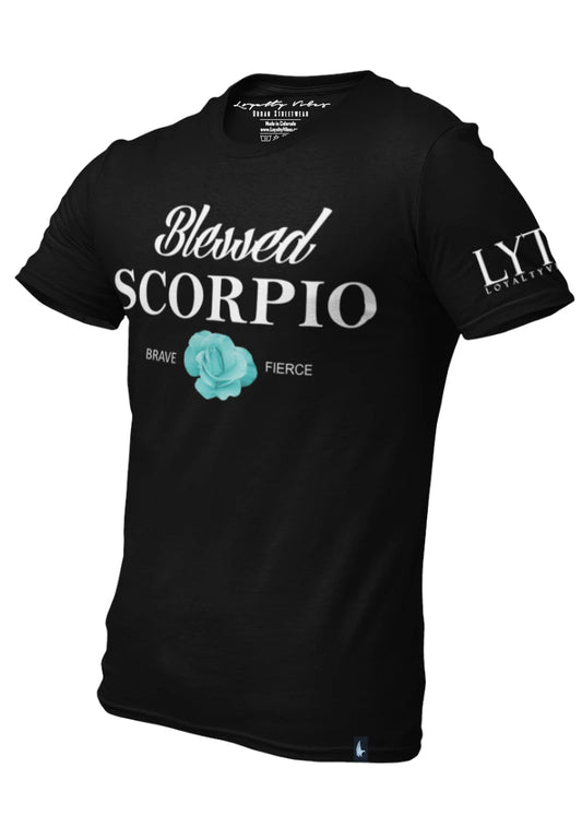Loyalty Vibes Blessed Scorpio Tee Black Teal Loyalty Vibes