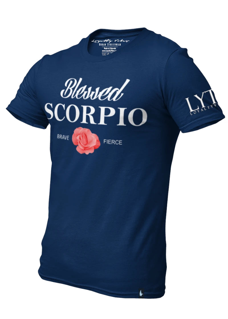 Loyalty Vibes Loyalty Vibes Blessed Scorpio Tee Navy Blue