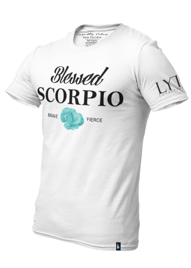 Loyalty Vibes Loyalty Vibes Blessed Scorpio Tee White Teal