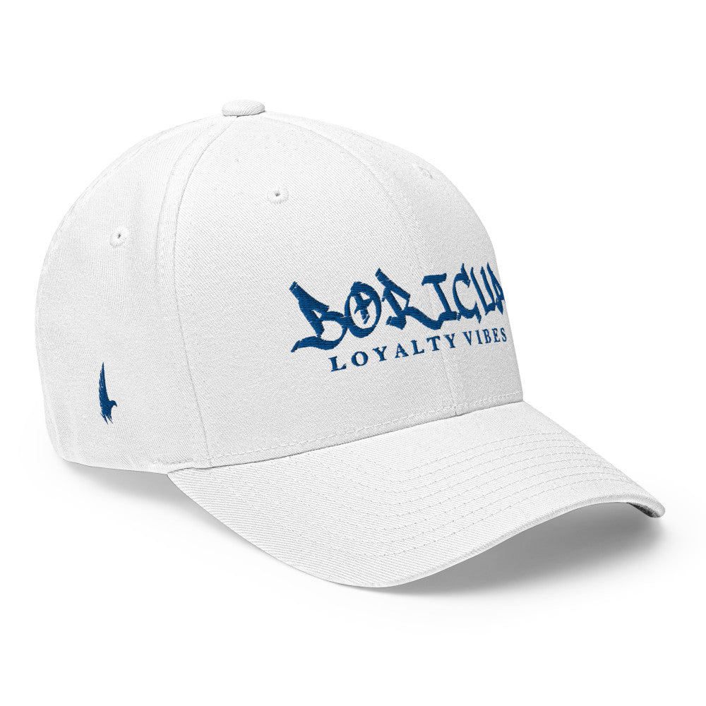 Boricua Fitted Hat White Blue - Loyalty Vibes