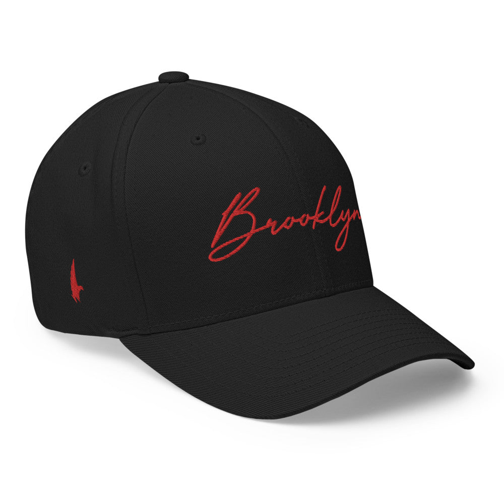 Loyalty Vibes Brooklyn Signature Series Fitted Hat Black Red Loyalty Vibes