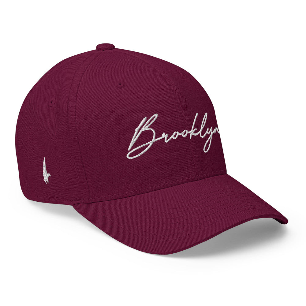 Loyalty Vibes Brooklyn Signature Series Fitted Hat Maroon White Loyalty Vibes