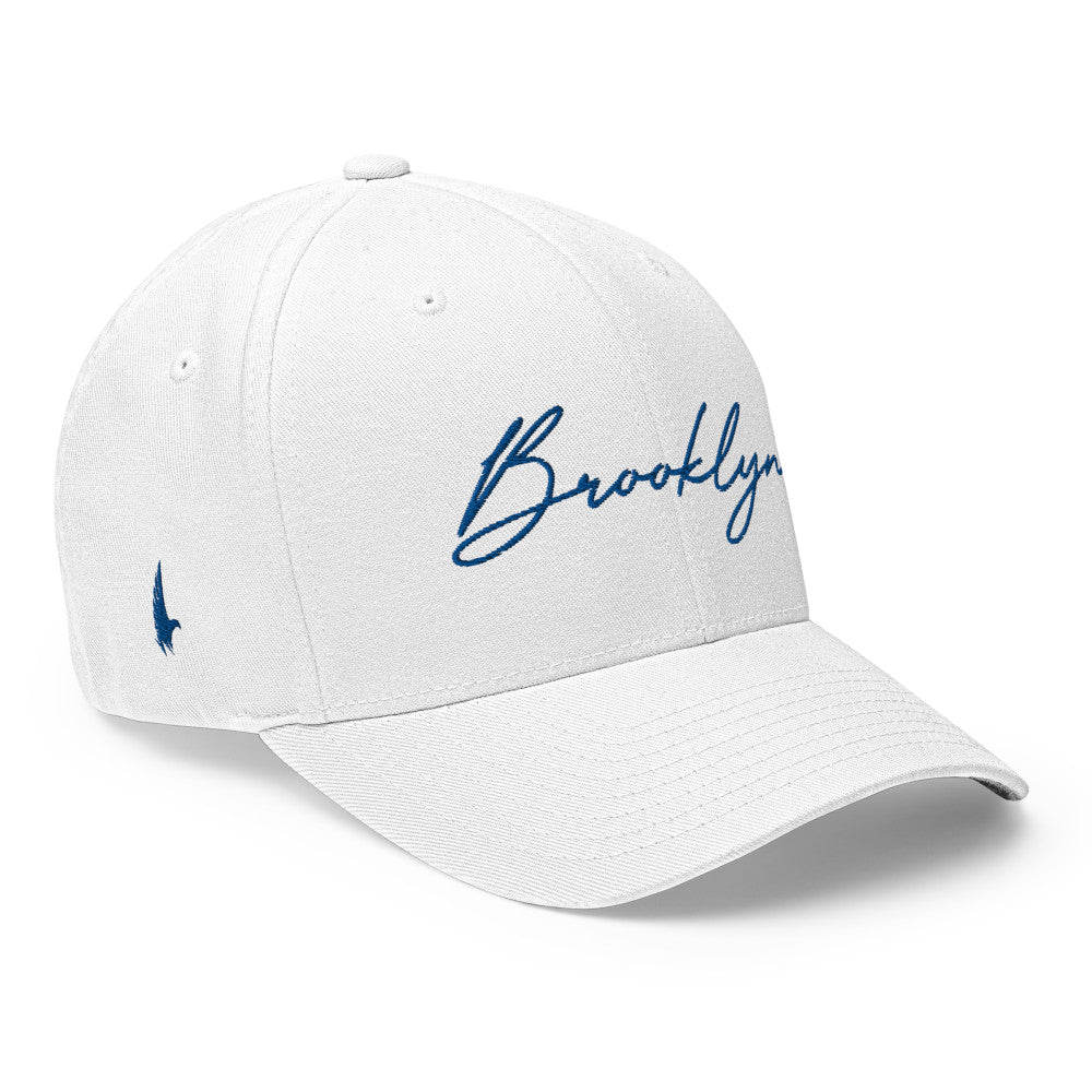 Loyalty Vibes Brooklyn Signature Series Fitted Hat White Blue Loyalty Vibes