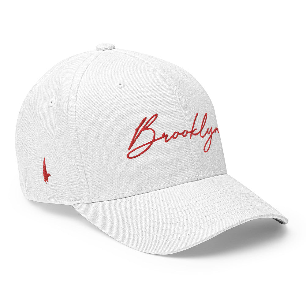 Loyalty Vibes Brooklyn Signature Series Fitted Hat White Red Loyalty Vibes