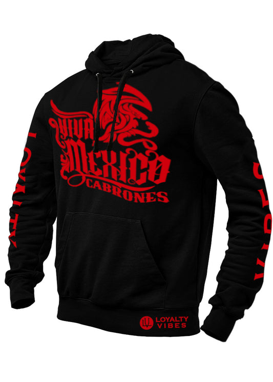Loyalty Vibes Cabrones Graphic Hoodie Black Red Loyalty Vibes