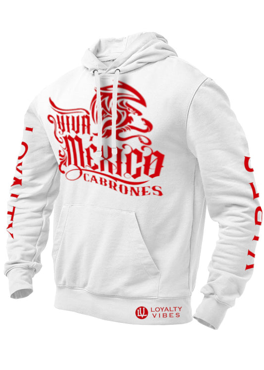 Loyalty Vibes Cabrones Graphic Hoodie White Red Loyalty Vibes