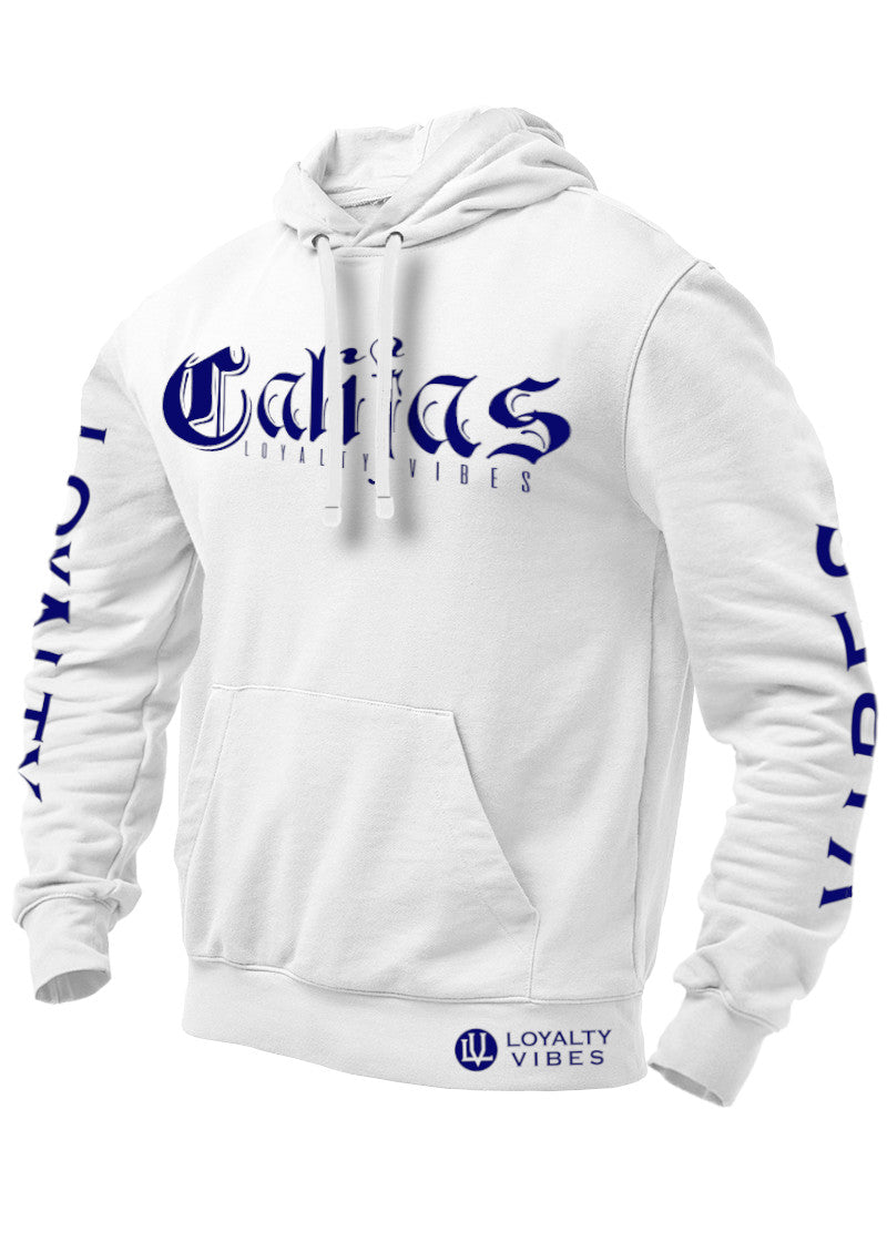 Loyalty Vibes Califas Graphic Hoodie White Navy Blue Loyalty Vibes