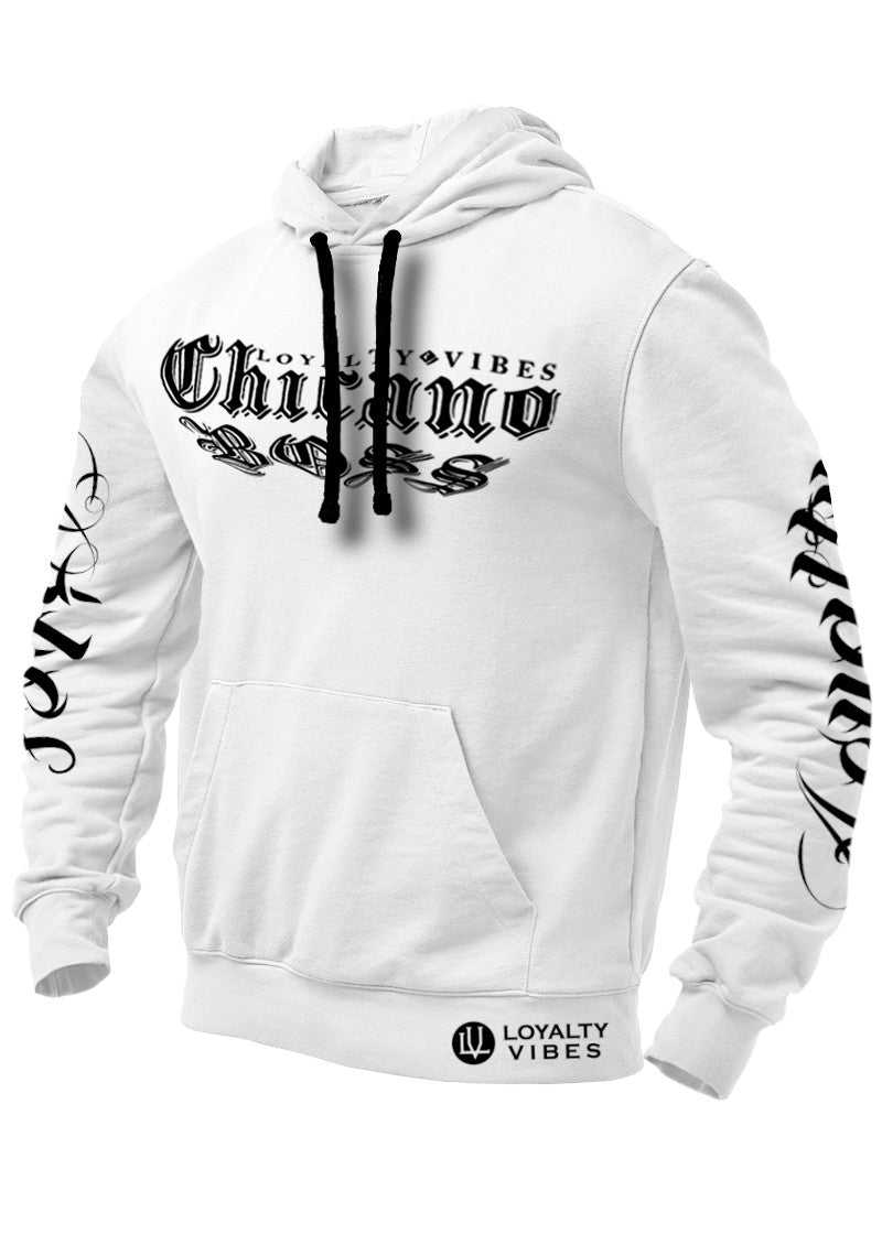 Loyalty Vibes Chicano Boss Graphic Hoodie White Loyalty Vibes