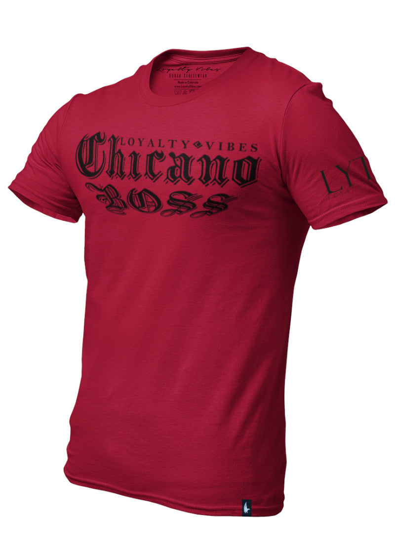 Loyalty Vibes Chicano Boss Graphic Tee Maroon Black Loyalty Vibes