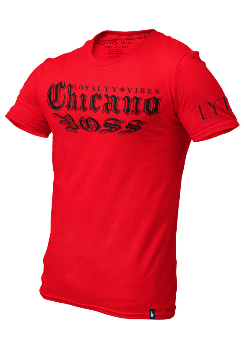 Loyalty Vibes Chicano Boss Graphic Tee Red Black Loyalty Vibes