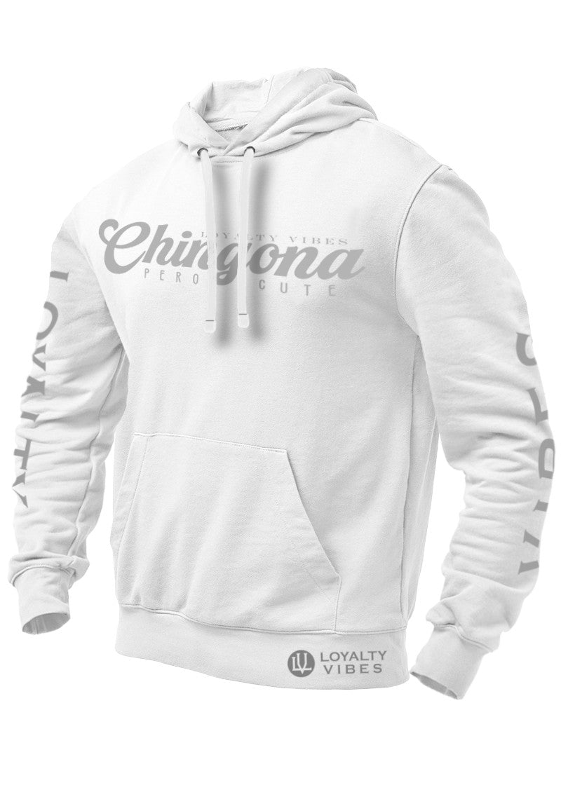 Loyalty Vibes Loyalty Vibes Chingona Pero Cute Graphic Hoodie White Grey