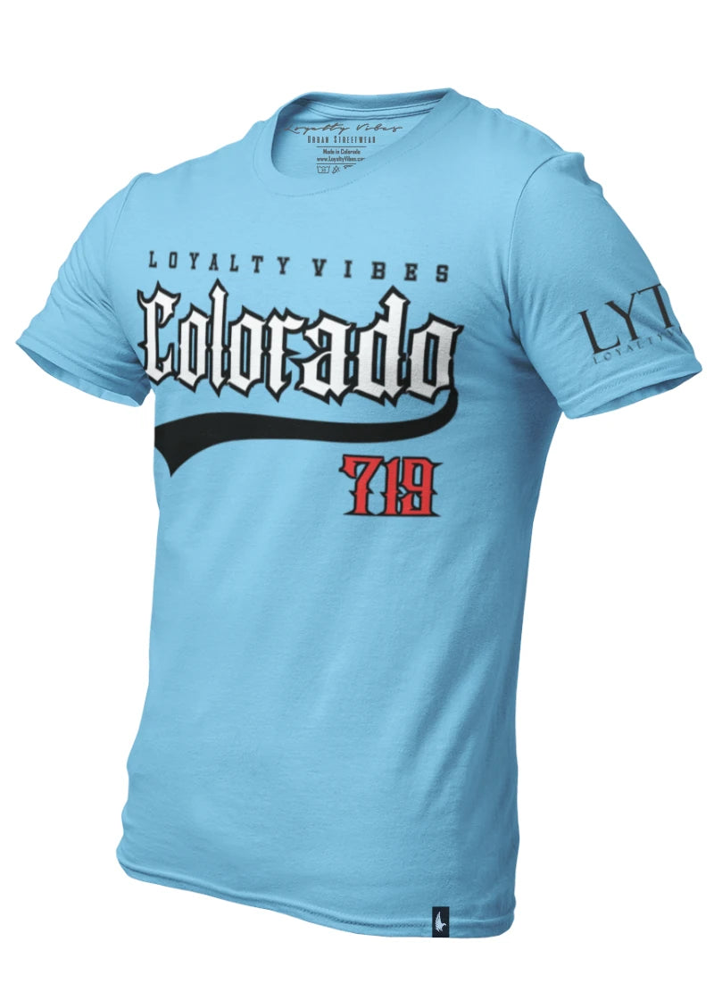 Loyalty Vibes Loyalty Vibes Colorado 719 Streetwear T-Shirt Baby Blue