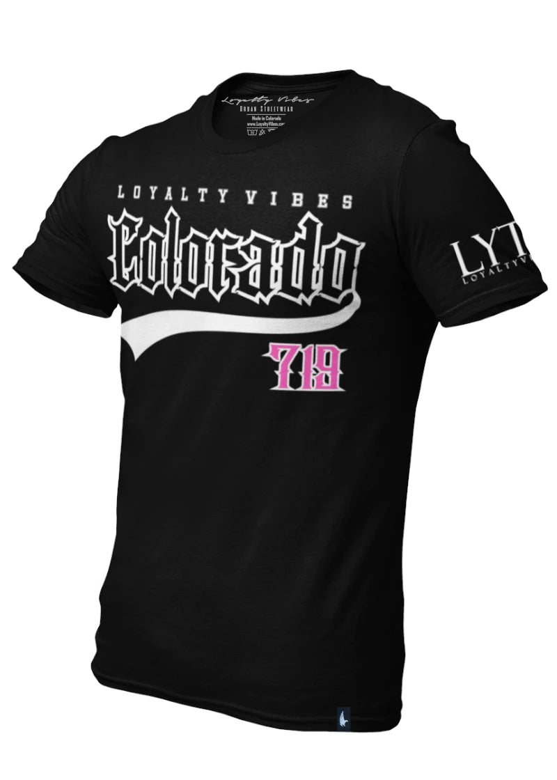 Loyalty Vibes Loyalty Vibes Colorado 719 Streetwear T-Shirt Black Pink