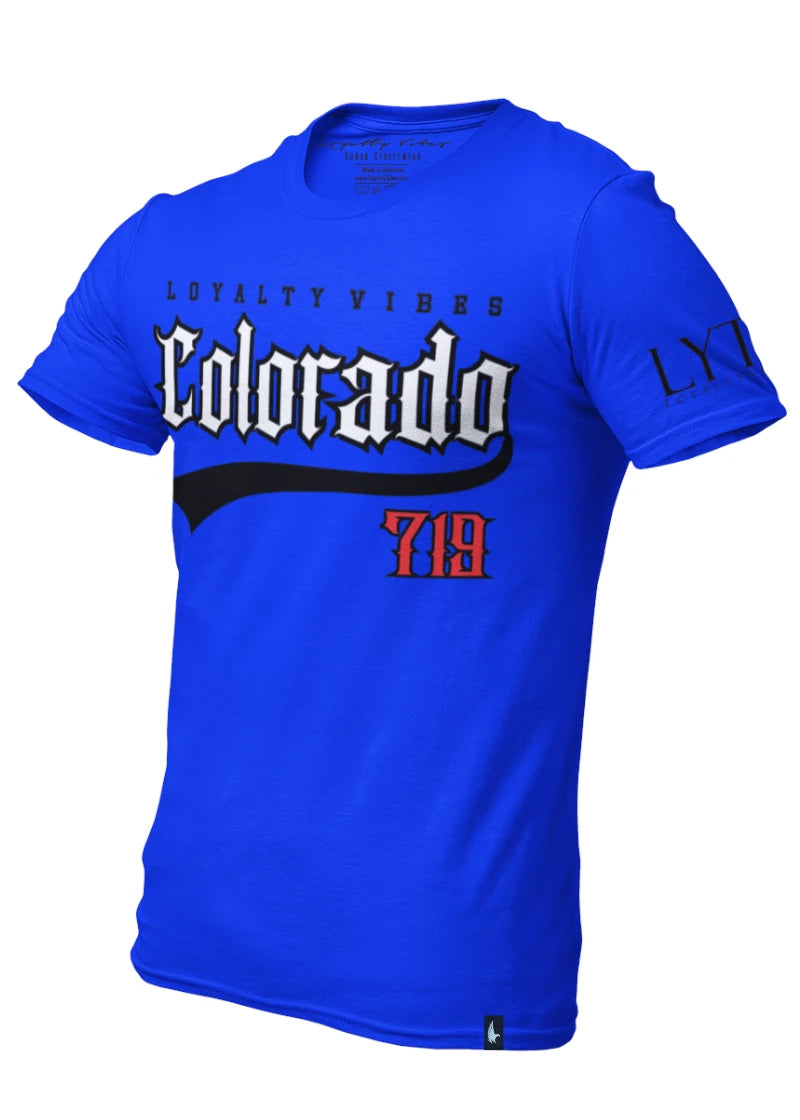 Loyalty Vibes Loyalty Vibes Colorado 719 Streetwear T-Shirt Blue Red