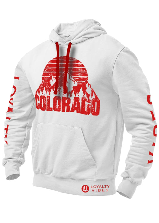 Loyalty Vibes Colorado Peaks Hoodie White Red Loyalty Vibes