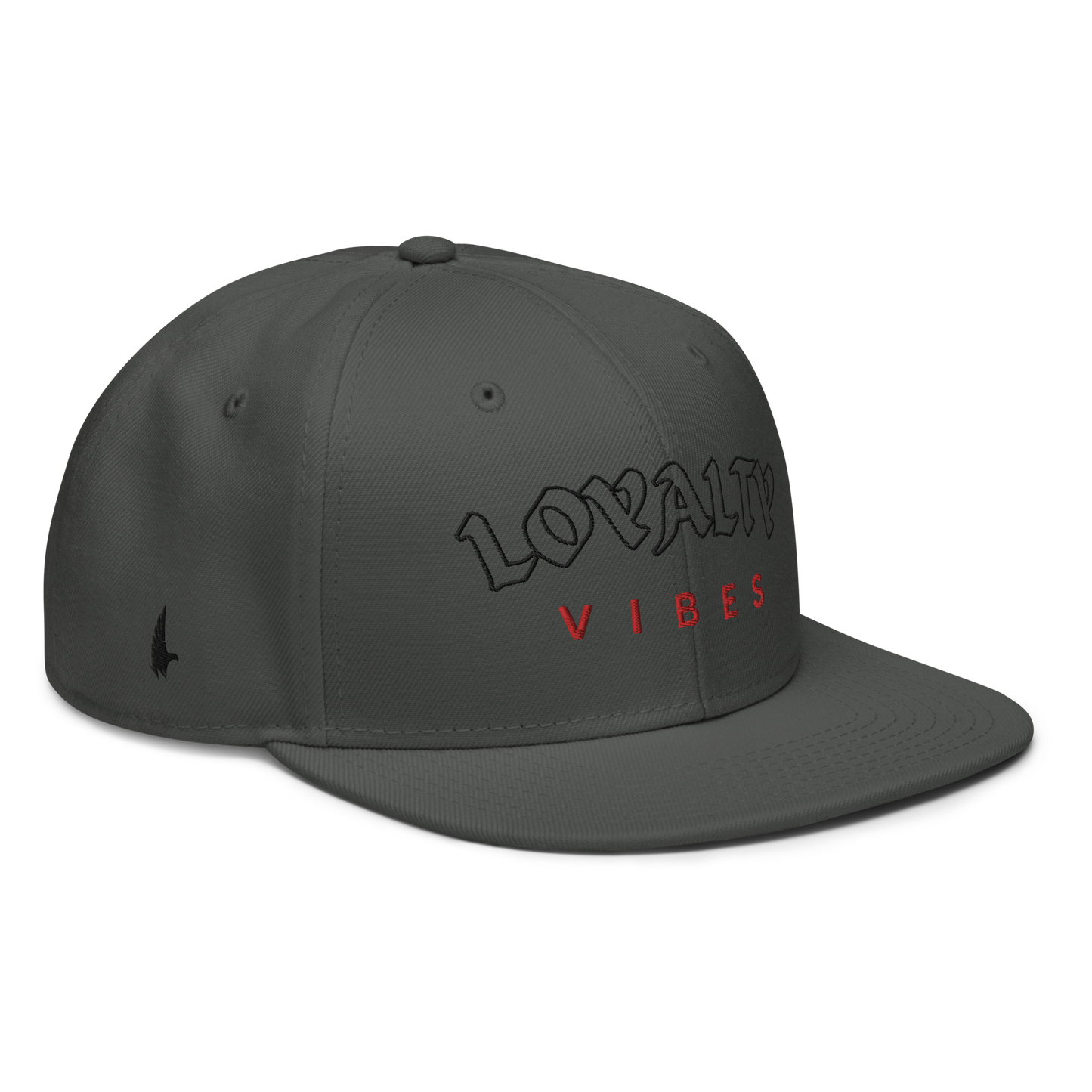 Loyalty Vibes Core Snapback Hat Charcoal Grey Black Red OS Loyalty Vibes