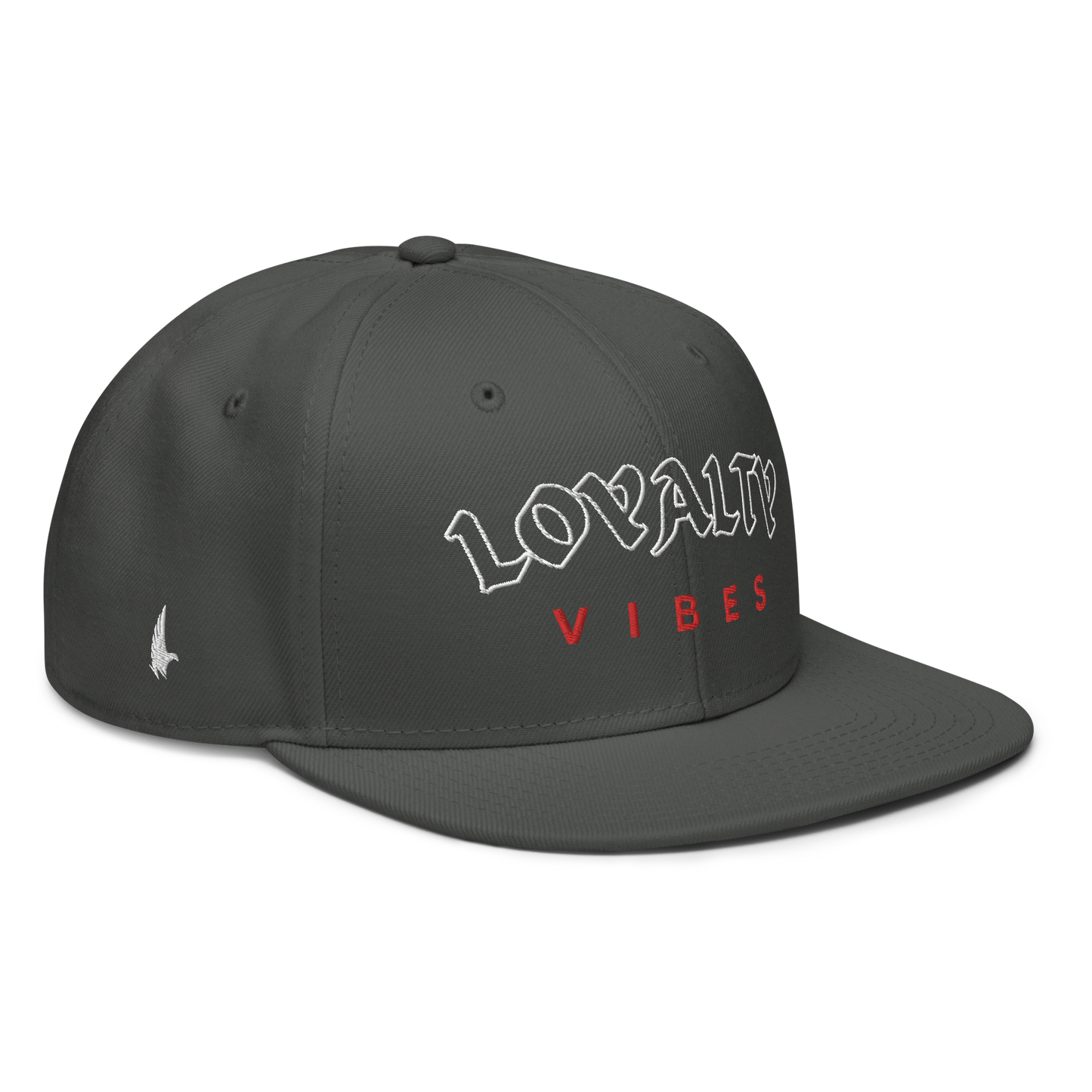 Loyalty Vibes Core Snapback Hat Charcoal Grey White Red OS Loyalty Vibes