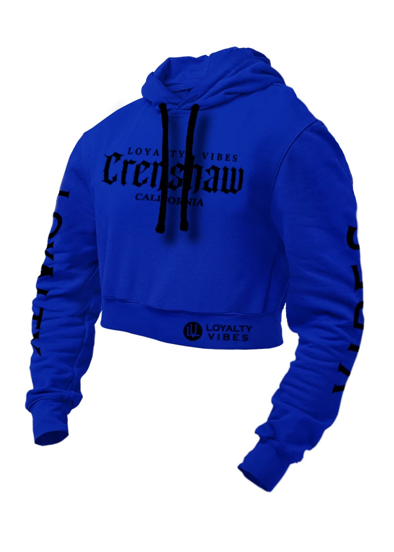 Loyalty Vibes Crenshaw Crop Hoodie Blue Black Loyalty Vibes