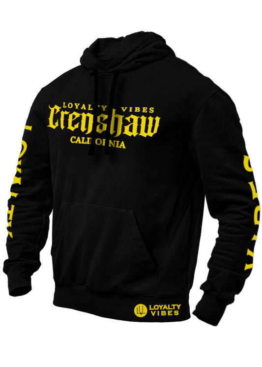 Loyalty Vibes Crenshaw Graphic Hoodie Black Yellow Loyalty Vibes