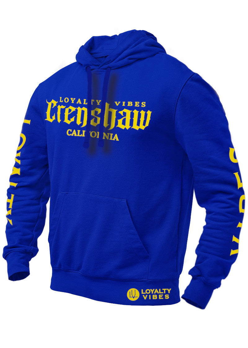Loyalty Vibes Crenshaw Graphic Hoodie Blue Yellow Loyalty Vibes