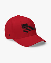 Distressed American Flag Fitted Hat Red Black - Loyalty Vibes