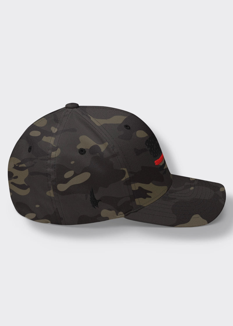 Loyalty Vibes Loyalty Vibes Distressed Red Line American Flag Fitted Hat