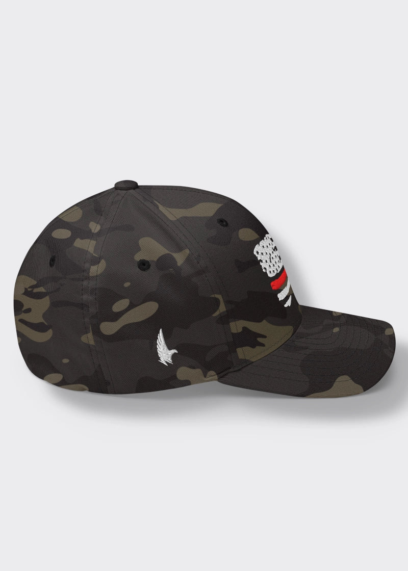 Loyalty Vibes Loyalty Vibes Distressed Red Line American Flag Fitted Hat