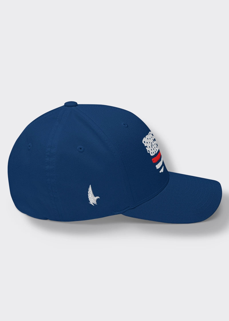 Loyalty Vibes Loyalty Vibes Distressed Red Line American Flag Fitted Hat