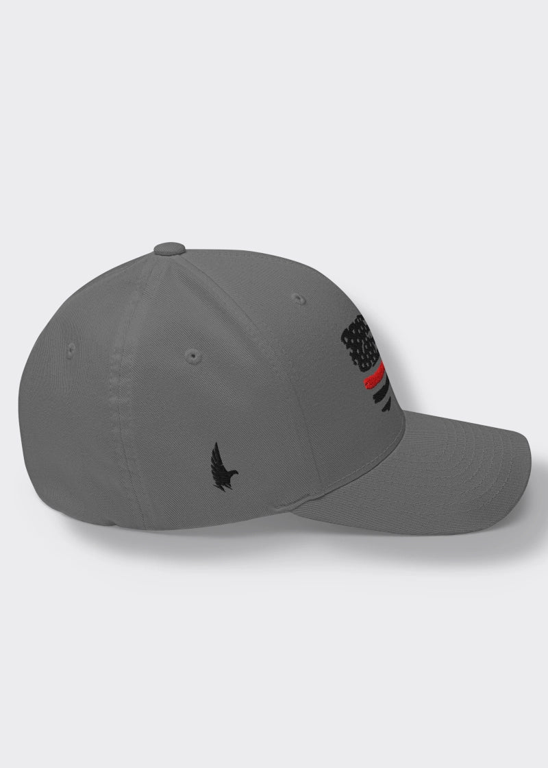 Loyalty Vibes Loyalty Vibes Distressed Red Line American Flag Fitted Hat
