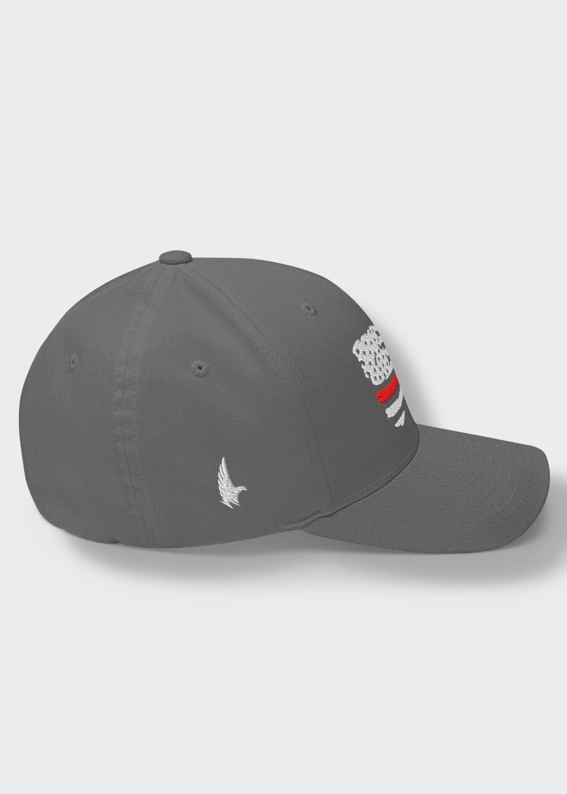 Loyalty Vibes Loyalty Vibes Distressed Red Line American Flag Fitted Hat