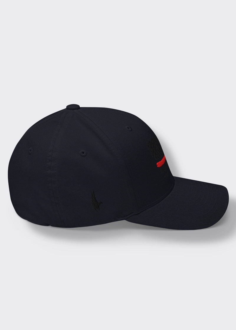 Loyalty Vibes Loyalty Vibes Distressed Red Line American Flag Fitted Hat