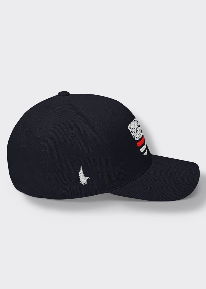 Loyalty Vibes Loyalty Vibes Distressed Red Line American Flag Fitted Hat