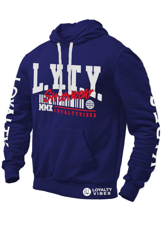 Loyalty Vibes District Logo Graphic Hoodie Navy Blue Loyalty Vibes