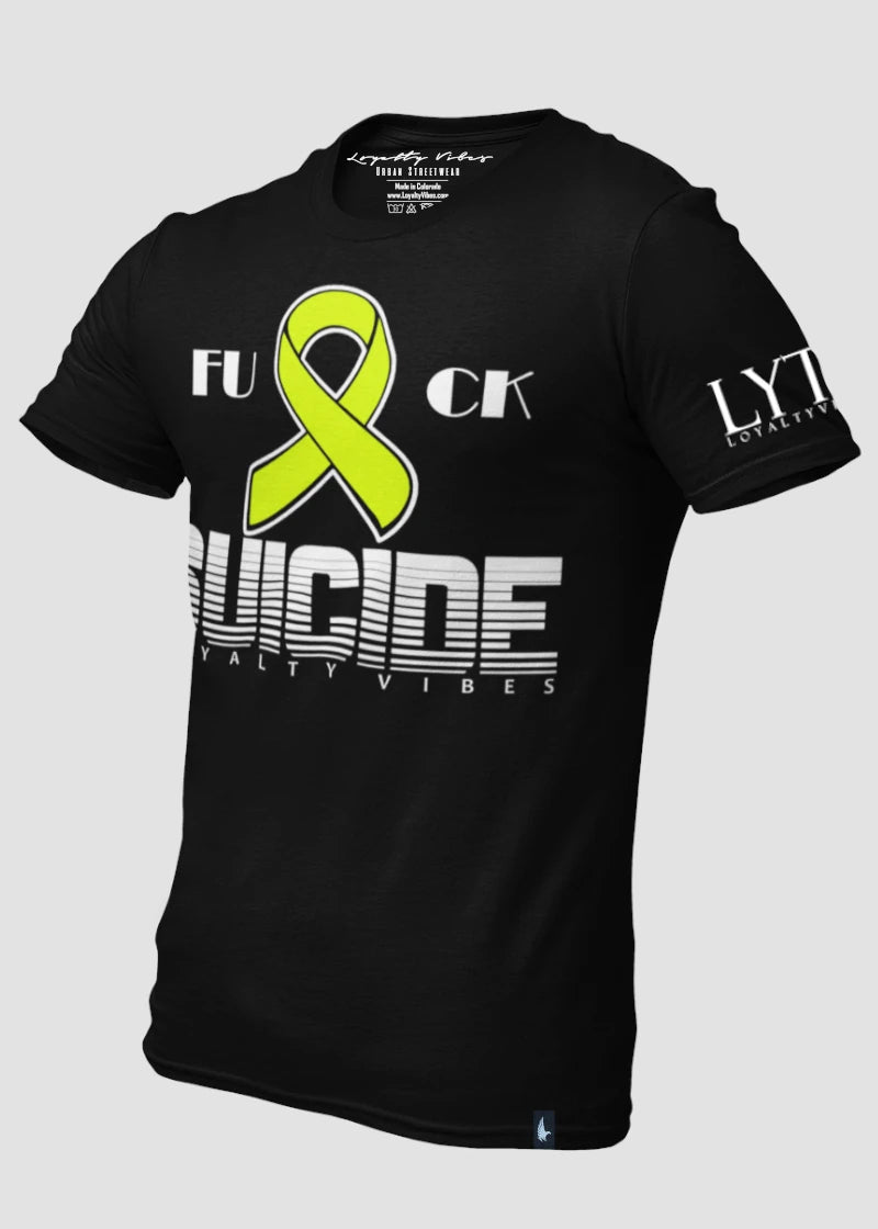 Fk Suicide T-Shirt Black White Yellow - Loyalty Vibes