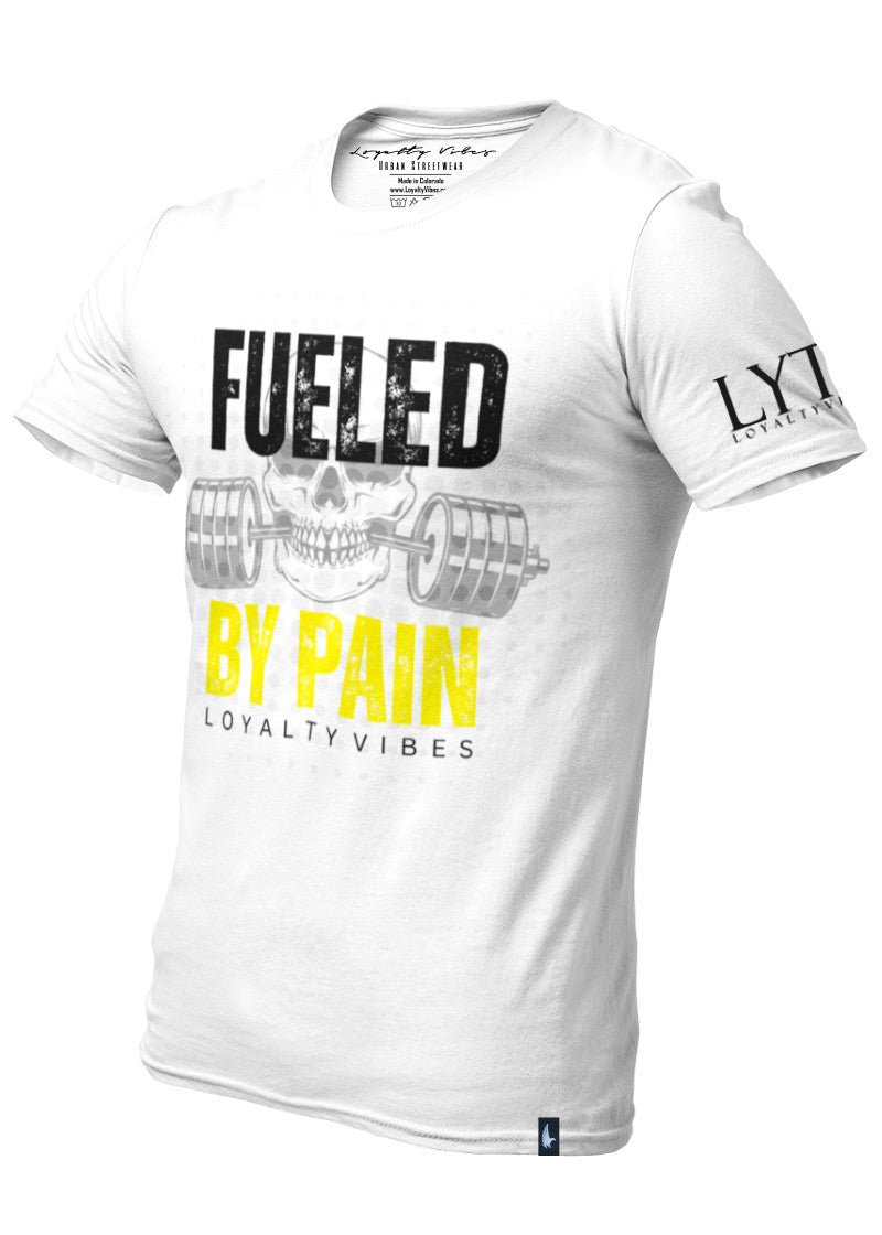 Loyalty Vibes Fueled By Pain Graphic Tee White Yellow Loyalty Vibes