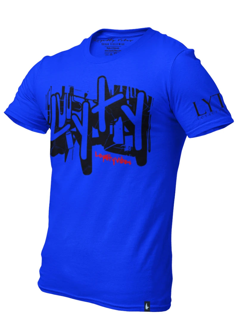 Loyalty Vibes Graffiti Graphic T-Shirt Blue Black Loyalty Vibes