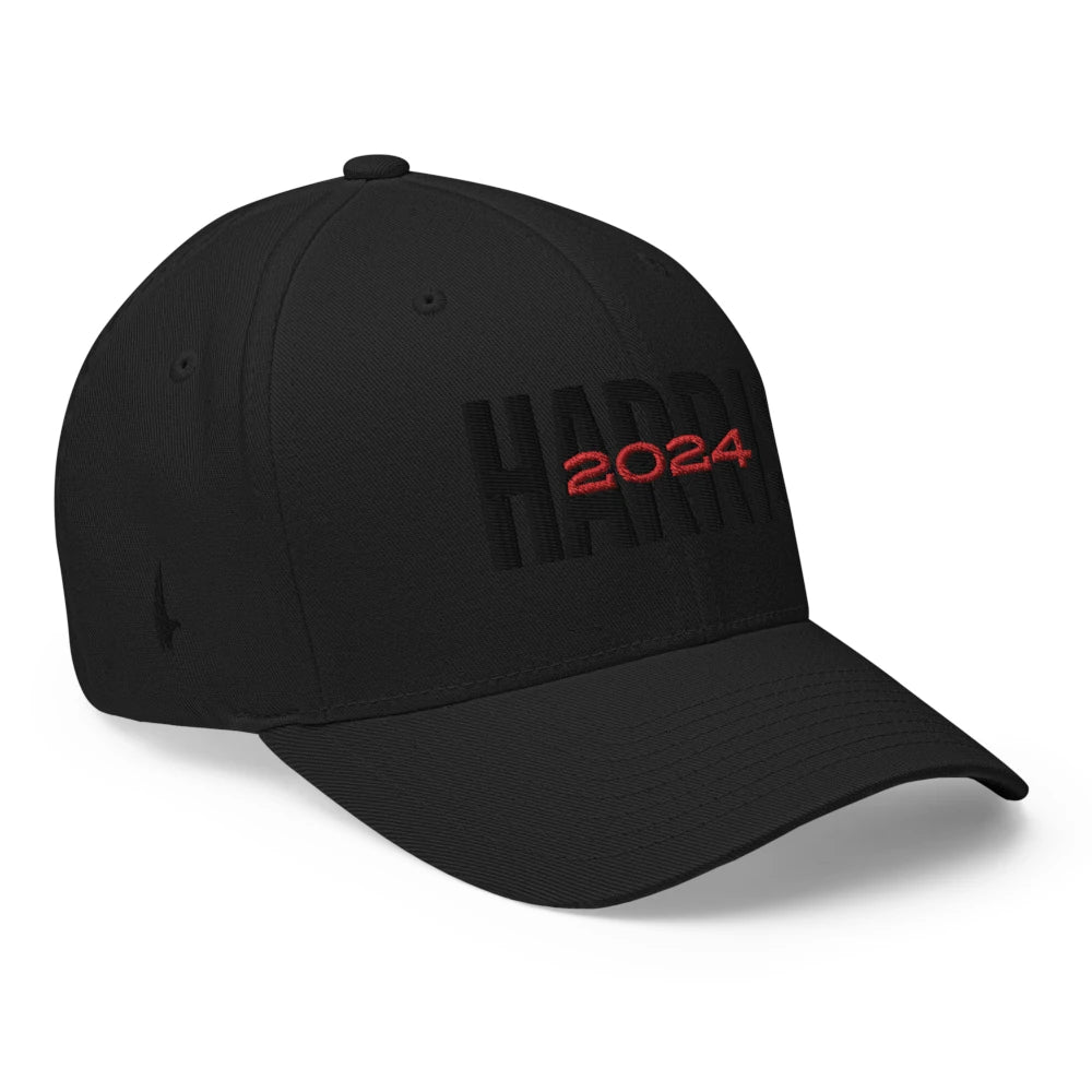 Loyalty Vibes Harris 2024 Fitted Hat Black Black Loyalty Vibes