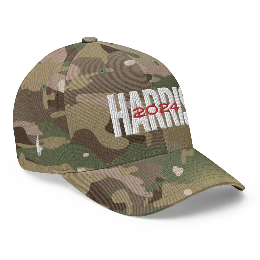 Loyalty Vibes Harris 2024 Fitted Hat Camo Loyalty Vibes
